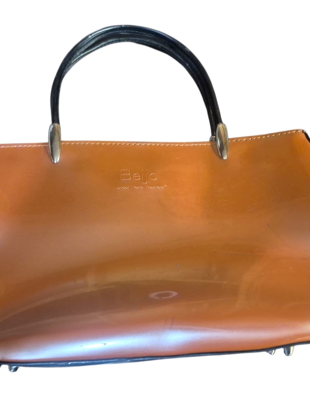 Beijo Leather Satchel with Black Handles